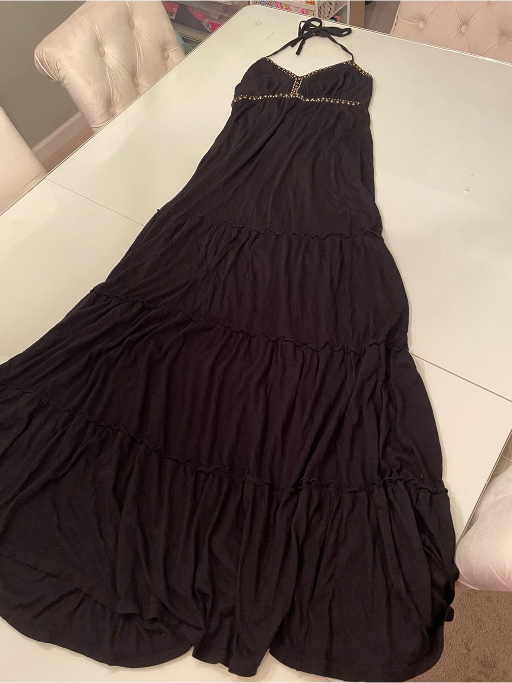 Express Black Maxi Dress with Studded Trim
